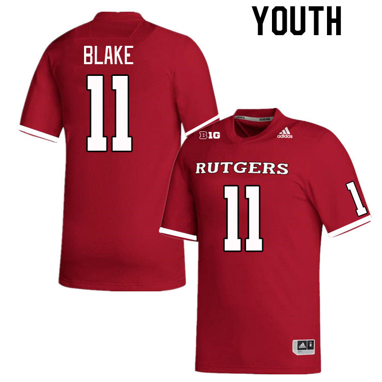 Youth #11 Logan Blake Rutgers Scarlet Knights College Football Jerseys Stitched Sale-Scarlet
